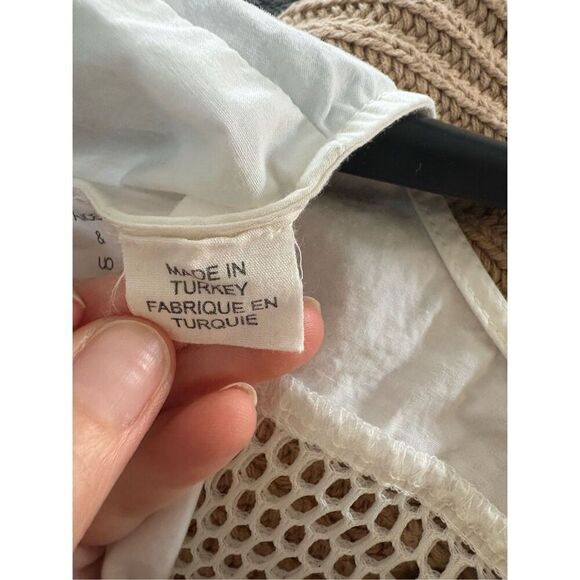 White Fit and Flare Midi Dress Urban Outfitters Eyelet Mesh Casual - Picture 10 of 10